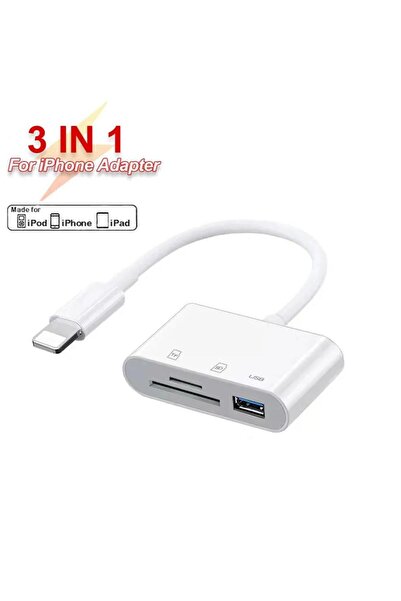 OEM 3 σε 1 Προσαρμογέας Lightning – SD / USB / TF Card Reader για iPhone & iP...
