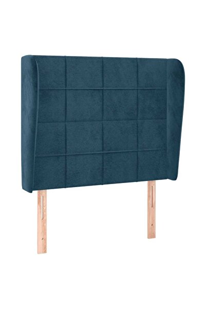 vidaxl Tăblie pat cu aripioare albastru închis 83x23x118/128cm catifea