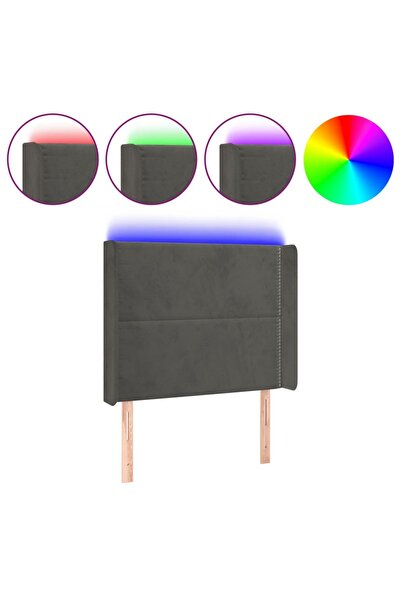 vidaxl Tăblie de pat cu LED, gri închis, 83x16x118/128 cm, catifea