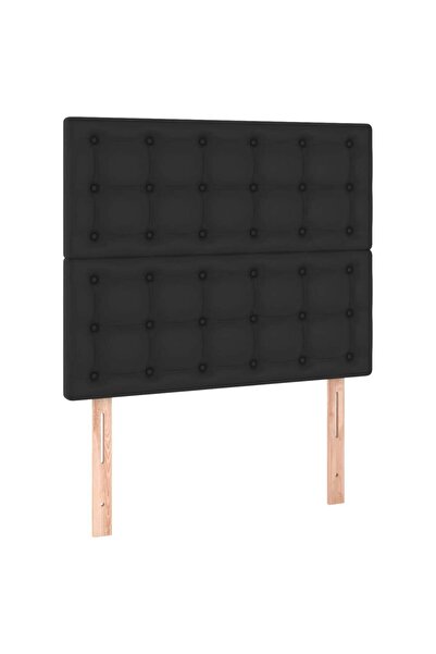 vidaxl Tăblie de pat neagră 80x5x118/128 cm piele ecologică