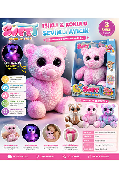 Sunman Soft Işıklı ve Kokulu Sevimli Ayıcık Squishy Oyuncak – Yumuşak Dokulu ...