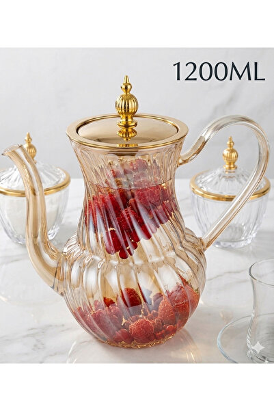 sfs elektrik Ivory Rose Borosilicate Glass Teapot Series Herbal Tea Infuser w...
