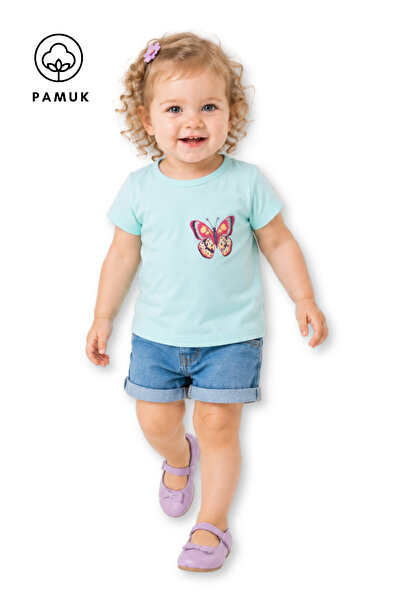 difa kids Baby Girl Butterfly Printed Casual Short Sleeve Summer T-Shirt
