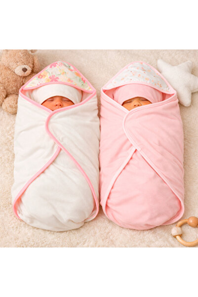 Warehouse Baby Swaddle with Head Cover Soft Multi-Colored Designs