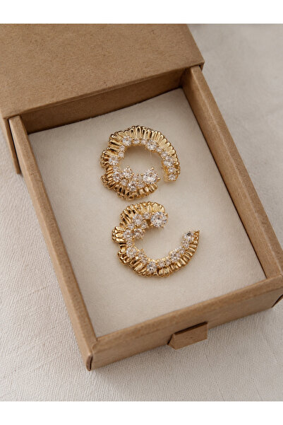 Zirkonyum 14 K Gold Kaplama Küpe