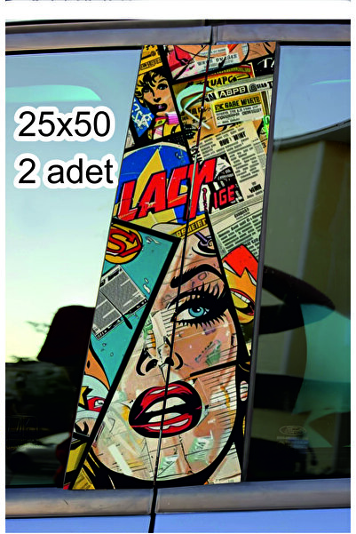 ESLEM ملصق سيارة بتصميم فني بوب كوميك مزخرف يمين ويسار، مقاس 25x50 سم (قطعتان)