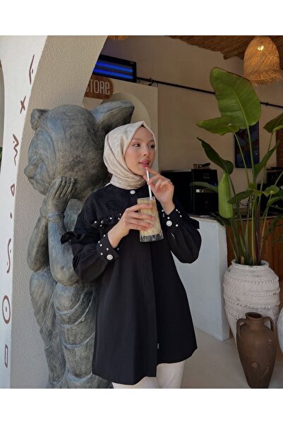 ensade Vezena tunika košulja sa biserima i volanima | Neprozirna podstava | H...