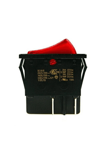 Generic Everel Διακόπτης μονός φαρδύς (Rocker) ON-OFF, με λυχνία, 4 επαφές