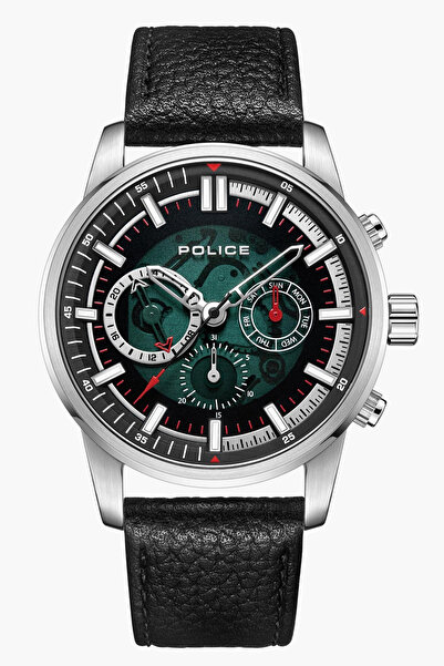 Police Men's Black Chronograph Leather Strap Watch | PEWJF2227001