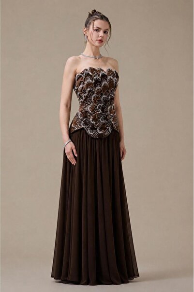 Mar style Women's Sleeveless Floral Embroidered Dress with Luxurious Chiffon ...