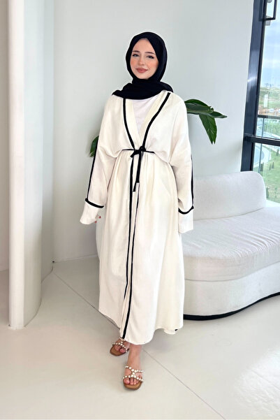 Ovn. İbiza Biyeli Müslin Kimono - Ekru