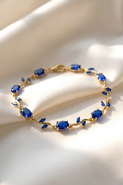 Elifsu Jewelry Steel Tulip Design Bracelet with Green Color Stones, Red Color...
