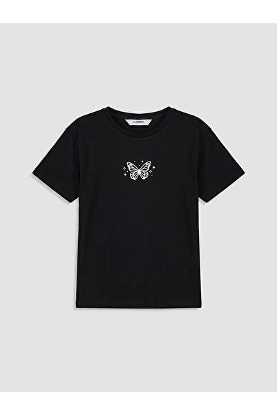 LC Waikiki تي شيرت للفتيات مطبوع عليه ياقة الدراجة من Peak New Season