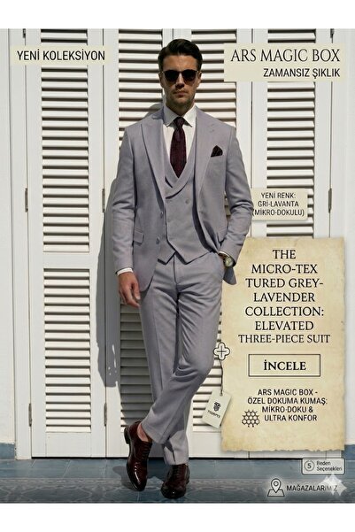 Ars Magic Box Men's 7-Color Micro-Textured 3-Piece Suit - Timeless Elegance a...