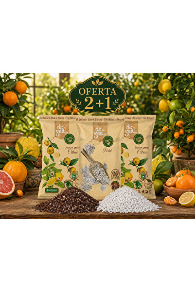 Dr Soil Set 2+1, Substrat Dr.Soil pentru Citrice 2 x 1L + Perlit horticol Dr....