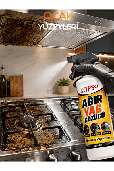 Gopso 2'li Ağır Yağ Çözücü Sprey 500 ml Airfryer Fırın Izgara Ocak ve Aspiratör Temizleyici
