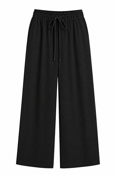 studio fashion 1988 Black Draped Tencel Pants with Elastic Waist