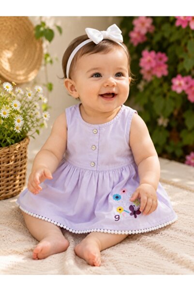 Superbaby Βρεφικό φόρεμα, ORYEDA με λεπτεπίλεπτο κέντημα, λιλά