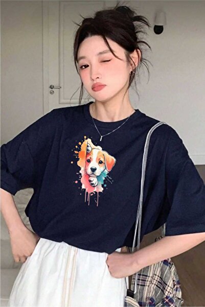 tkn your style Women's Cute Dog Print Design Tshirt