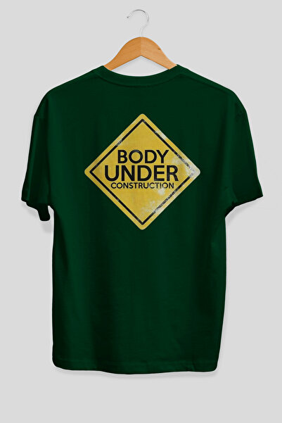 Ankhises Tricou verde cu imprimeu pe spate, supradimensionat, 100% bumbac, îm...