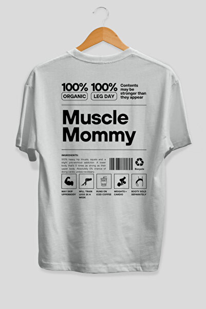 Ankhises Μπλουζάκι Muscle Mommy Oversize με στάμπα στην πλάτη, λευκό, 100% βα...