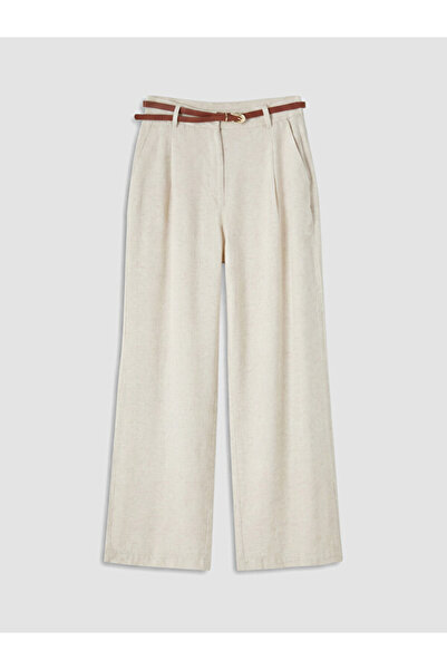 LC Waikiki I Beli Belted Linen Blend Women's Trousers from Freezen Store