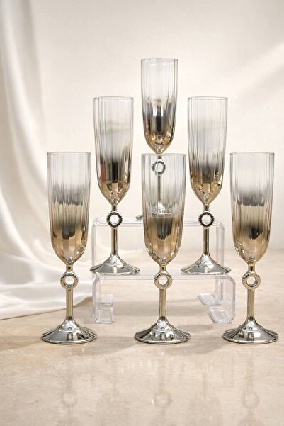 rova tr Ayça Series Set of 6 Glass Titanium Coated Luxury Footed Cups – Moder...