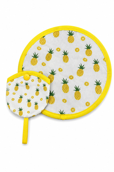 Modex Tropikal Ananas Desenli Katlanabilir Çantalı Yelpaze (21*21)