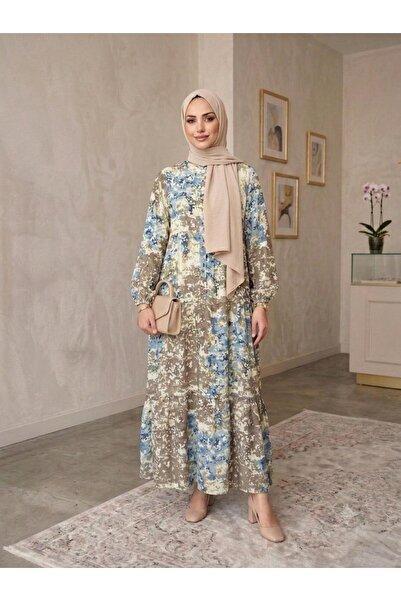 ECEYLÜL MODA فستان نسائي فضفاض من القطن المودال بنقوش عرقية - فستان صيفي مريح...