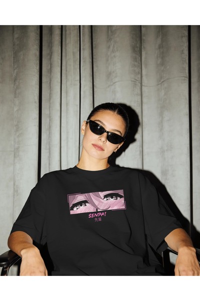 Senpai Ahegao Anime Baskılı Oversize T-shirt
