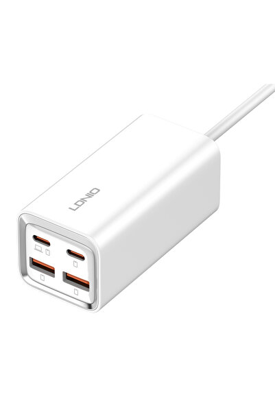 LDNIO σταθμός φόρτισης A4610C, 2x USB-C & 2x USB, 65W, PD/QC, λευκός