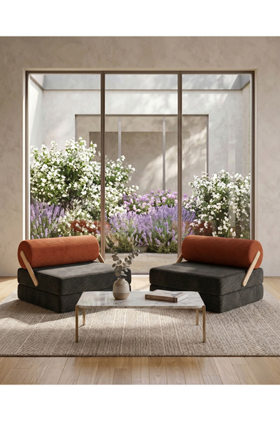 DECHOME 90x90 cm Modüler Sünger Koltuk | Yatak Olabilen, Hareketli Silindir S...