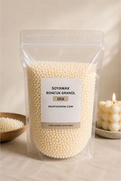 MUMTEDARİK 1 Kg Boncuk Granül Soyawax - Kalıp Mum ve Dekoratif Mum Yapımı İçin