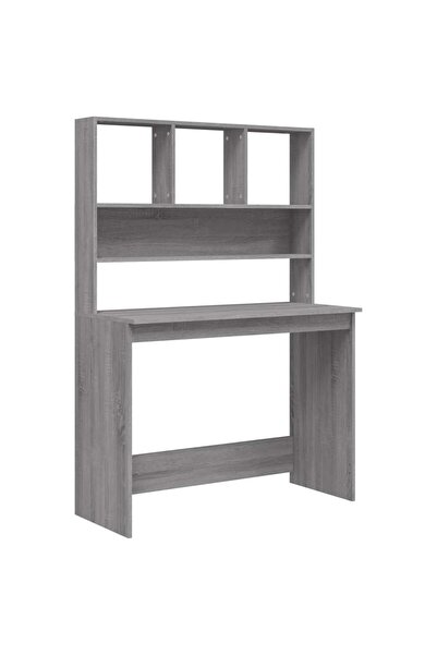 vidaxl Birou cu rafturi, gri sonoma, 102x45x148 cm, lemn compozit