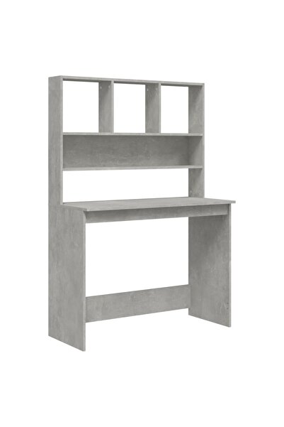 vidaxl Birou cu rafturi, gri beton, 102x45x148 cm, lemn compozit