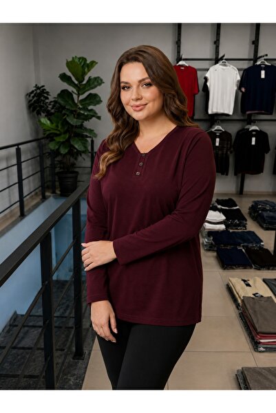 QYA Clothing Wide Size Viscose V-Neck Buttoned Mother's Combed Cotton