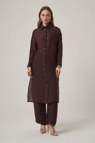 FTZ WOMEN Women's Helena Long Shirt Set Brown 31415