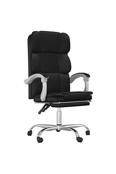 vidaxl Scaun de birou rabatabil din piele artificială neagră
