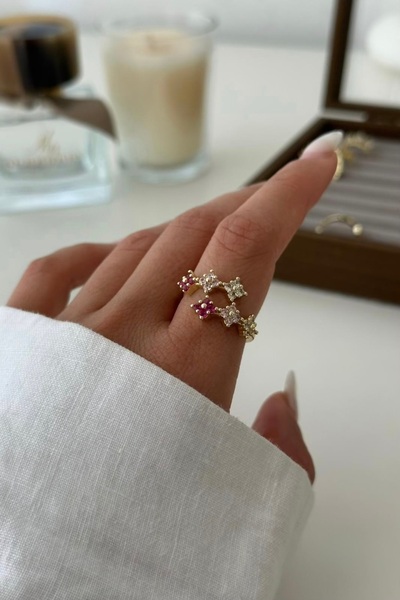 Asteria Jewelry Colorful Adjustable Clover Ring