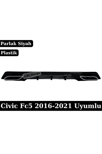 SML Dizayn Honda Civic FC5 (2016-2021) Uyumlu AMG Tip Arka Difüzör - Parlak S...