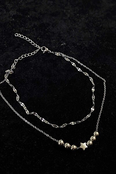 OGHAMAY Silver Color Globe Star Model Singapore And Sf Chain Steel Anklet - 3258