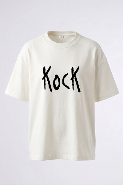 Anetos Tricou oversize alb din bumbac cu imprimeu pe spate Grunge Rock Design