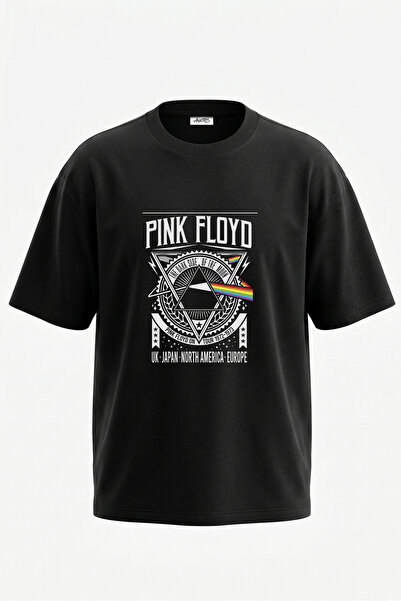 Anetos Tricou oversize negru din bumbac cu imprimeu pe spate Pink Floyd Dark ...