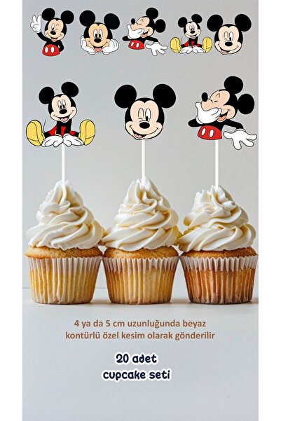 Sinek Kupası Tasarım Mickey Mouse Themed Concept Toothpick Cupcake Decoration...