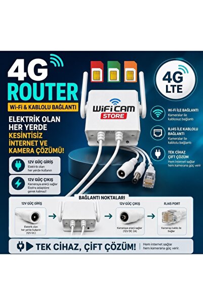 WİFİCAM 4G Router - Wi-Fi ve Kablolu Bağlantı Destekli Dış Ortam Kamera İstas...