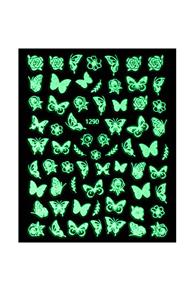 aba nails Karanlıkta Parlayan Butterfly Tırnak Sticker Tırnak Etiketi Nail Ar...