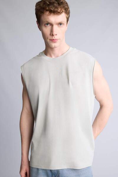 DeFacto 100% Cotton Boxy Fit Printed Mint Green Undershirt G5627Ax26Sm