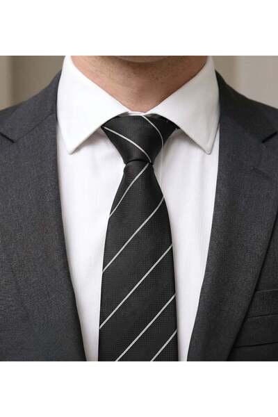 Trendmiya Black Striped Tie