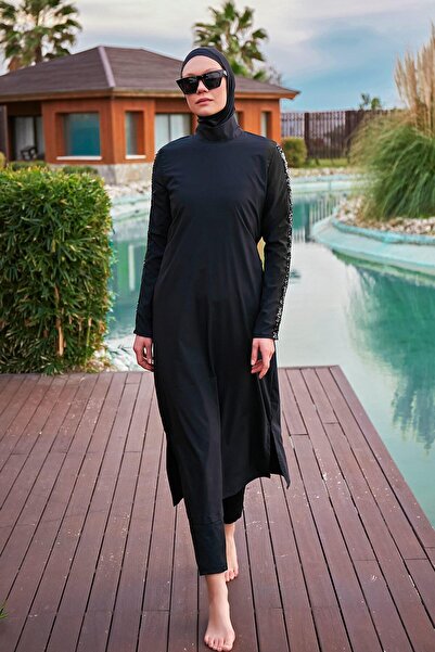 Marina Swimwear Costum de baie cu hijab complet închis, negru, model Parașută...