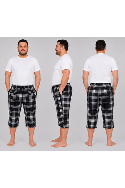 Pijamoni Large Size Single Jersey Combed Cotton Pocketed Drawstring Capri